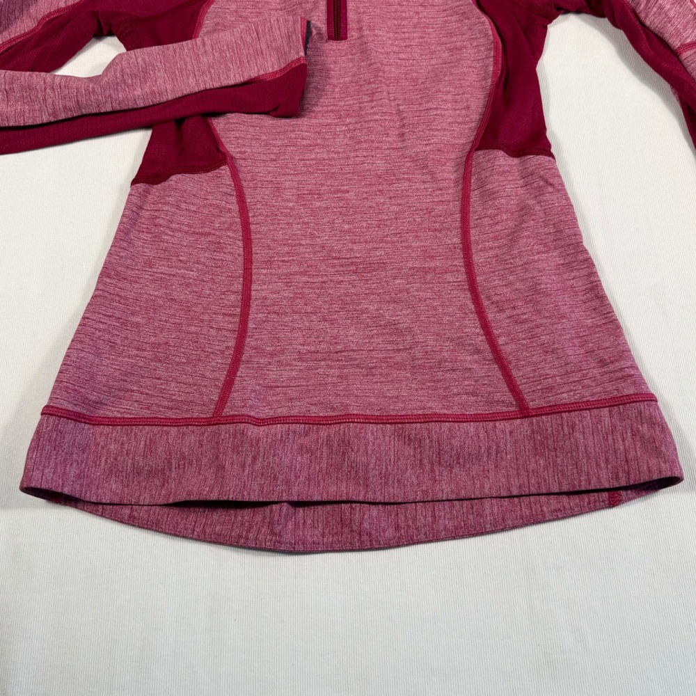 Lululemon Run for Gold LS 1/2 Zip Pullover berry Heather Thumbholes Women  4‎ - Picture 10 of 10